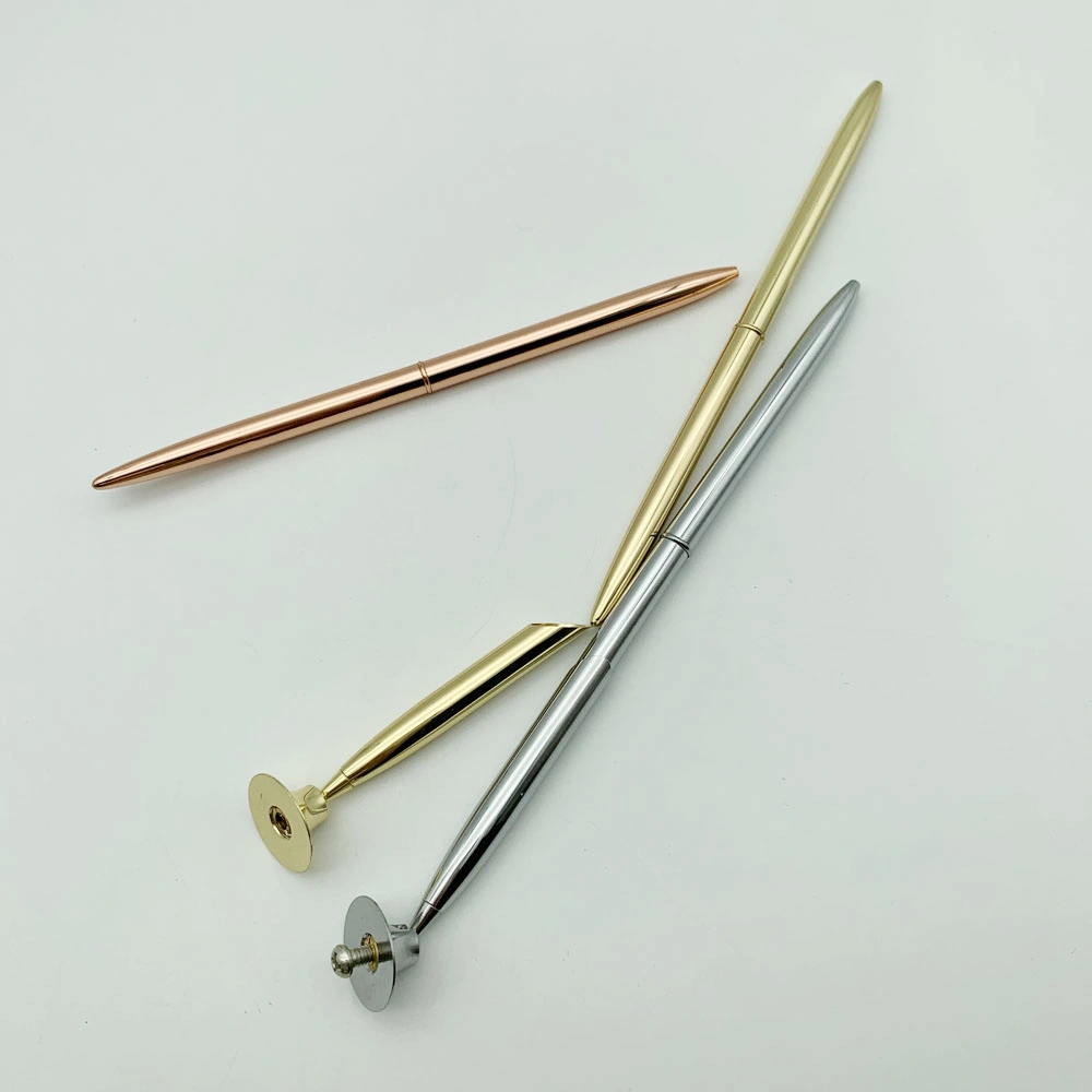 Promotional Cheap Custom Logo Simple Straight Sticks Rose Gold Slim Chopsticks Desk Pen Metal Ball Pen for Hotel Use