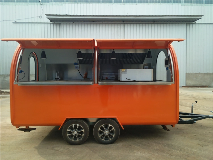 Veículo alimentar Café grande comida automática do reboque cozinha móvel carrinhos de alimentar o chá de leite