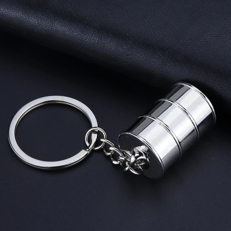 Cheap Metal 3D Oil Drum Keychain Gas Station Promotional Gift Keyring Wholesale/Supplier