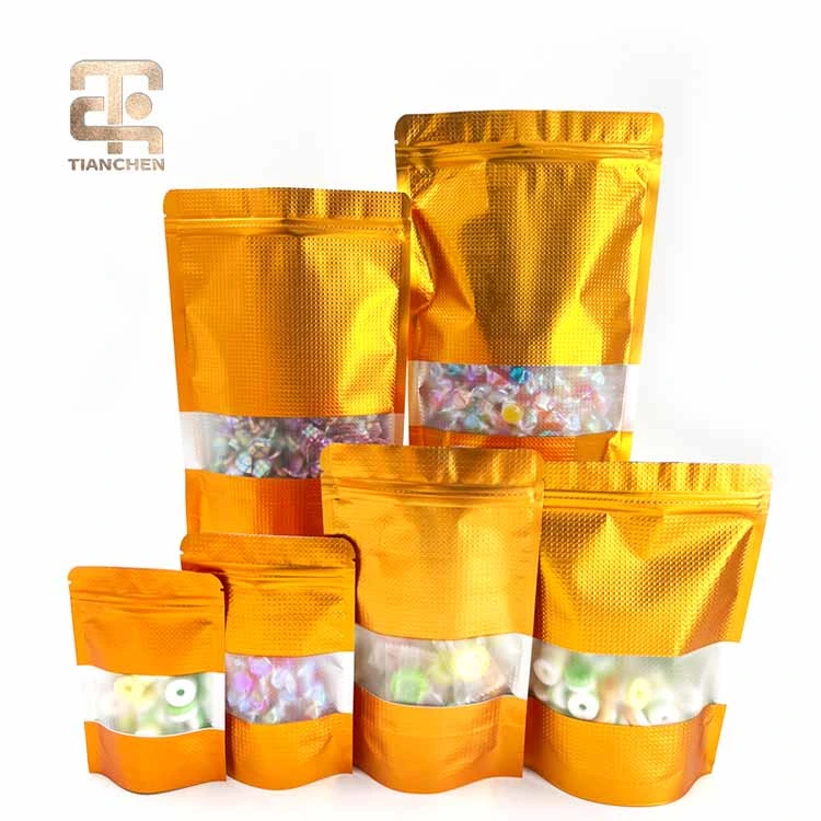 Aluminum Plating Beauty Design Colorful Green Gold Ziplock Plastic Bags