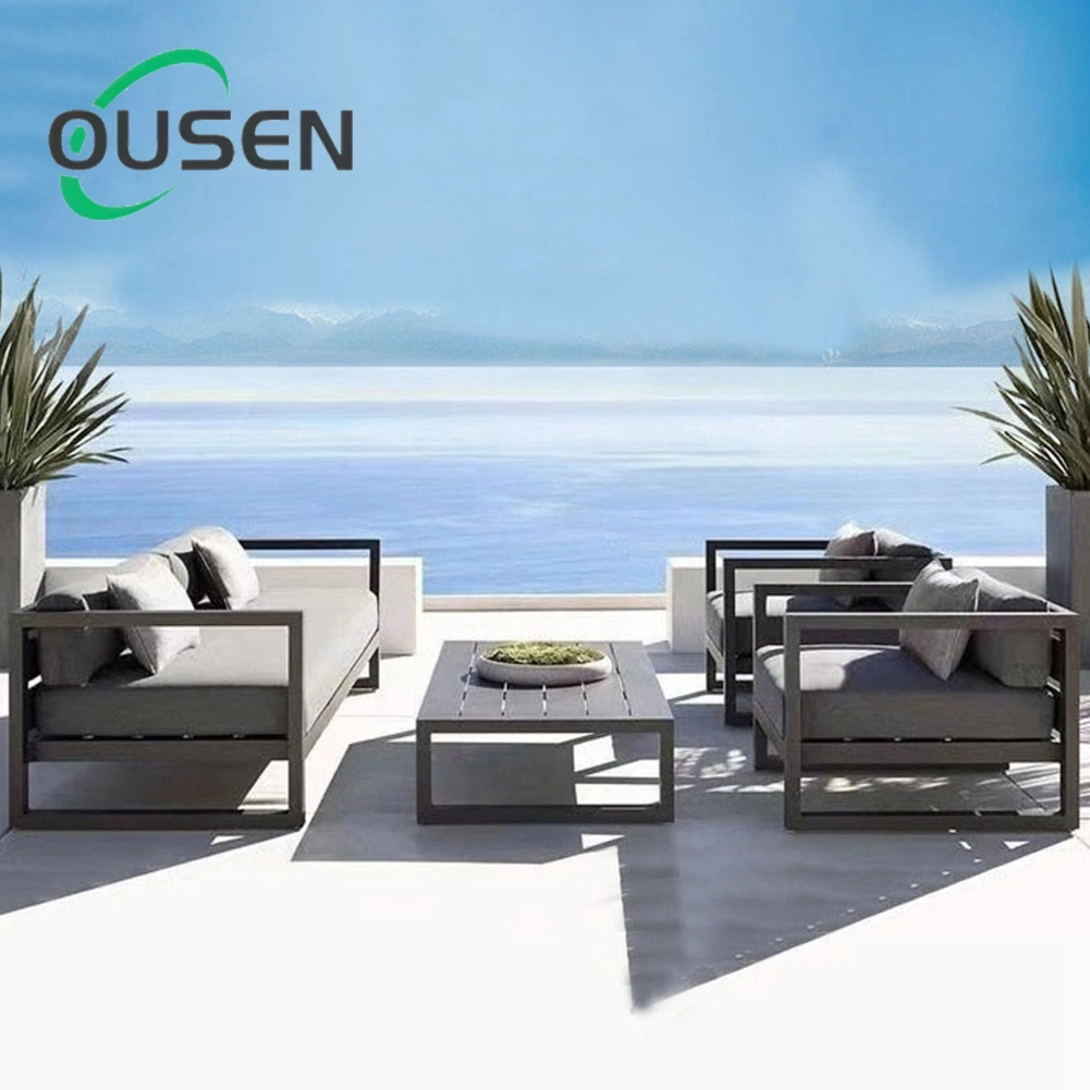 Lazer mobiliário de jardim simples Sectional Sofá Outdoor Sale água resistido Sofá ecológico em aço inoxidável à prova de ferrugem para o exterior