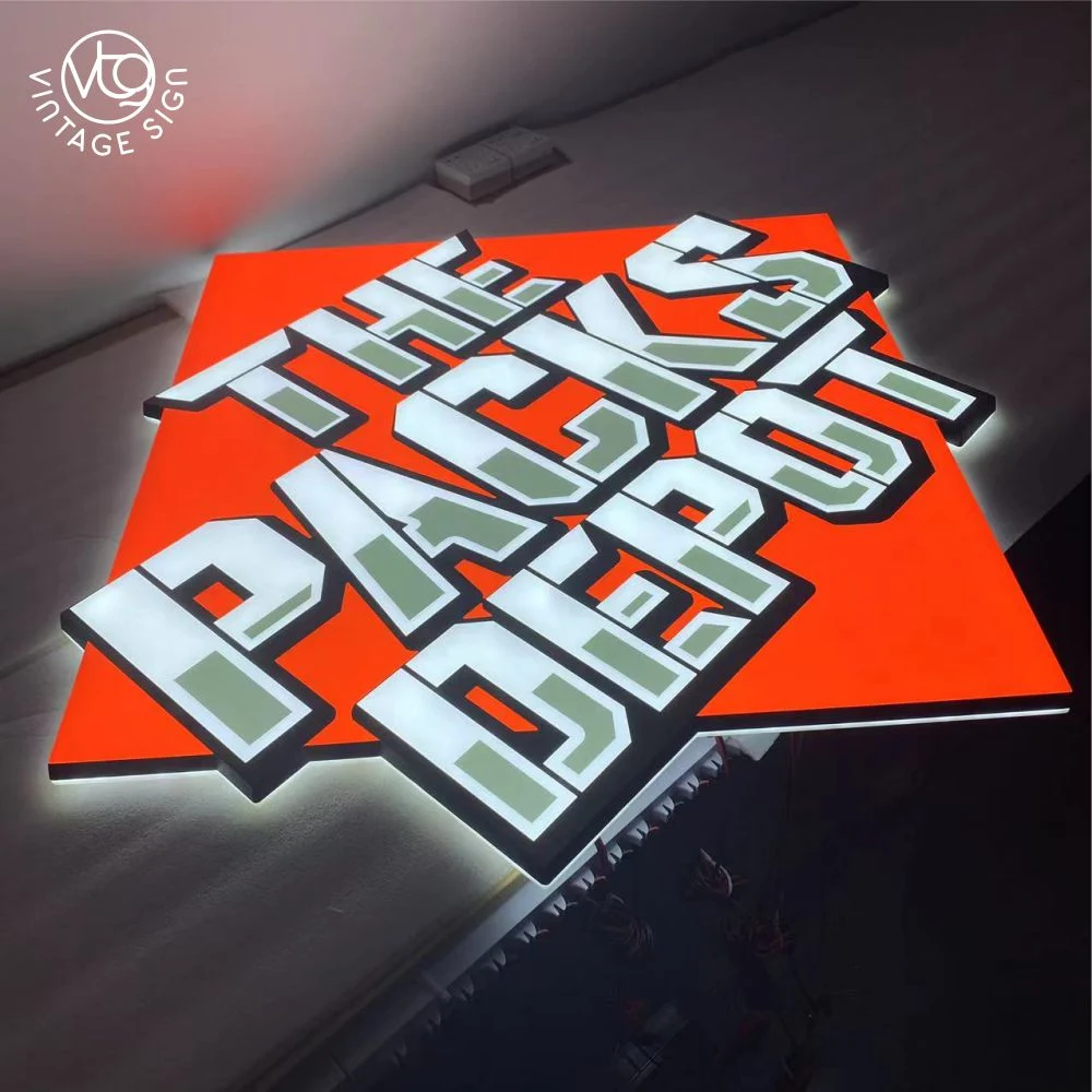 Custom Logo 3D Acryl Kreis Signage Werbung Indoor LED Licht Feld