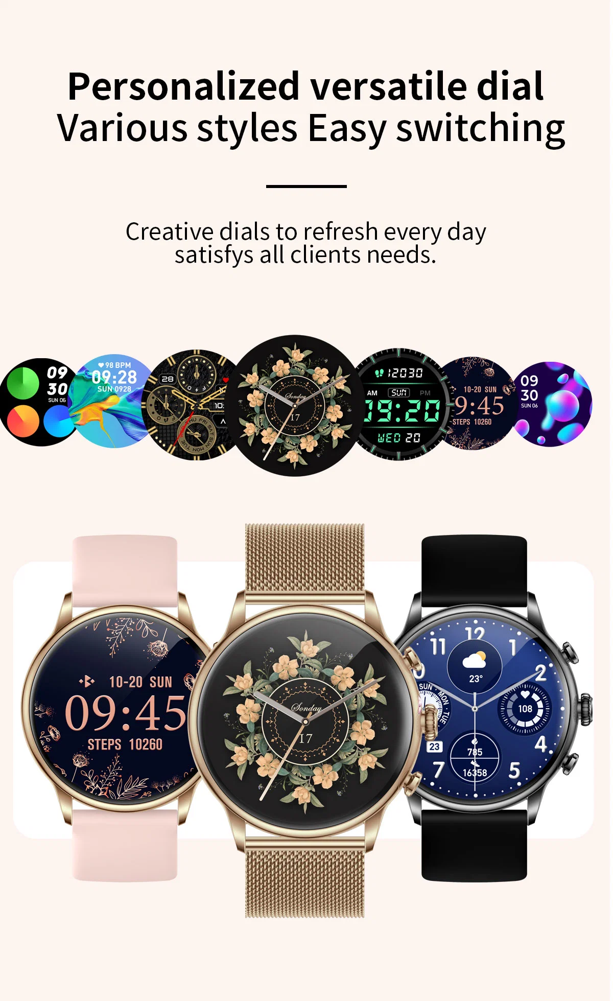 Новый экран AMOLED Fashion Подарочный вызов Пополните Inteligente Smart Спортивные наручные часы Завод Custom водонепроницаемый CE Цена для мужчин Мобильный телефон Lady Android iOS