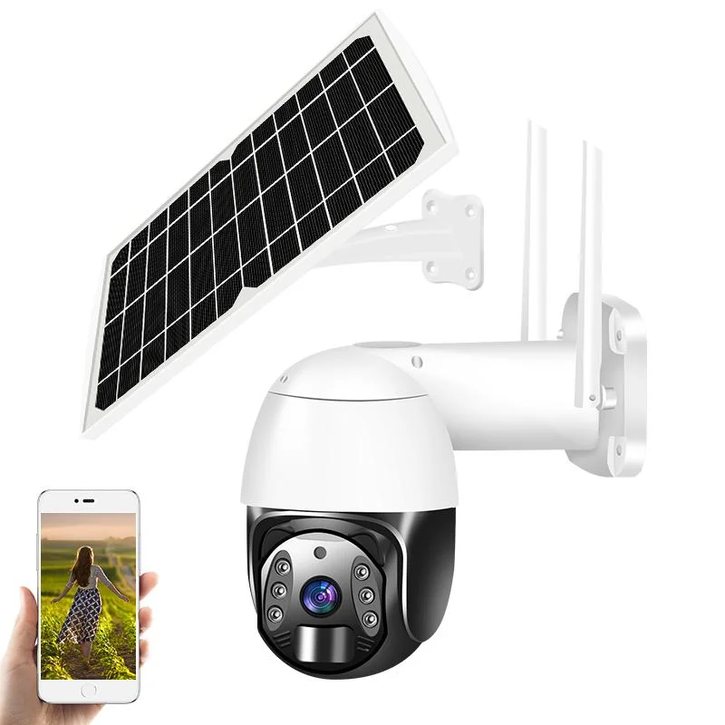 Unique Innovative PTZ Wireless Outdoor Solar Powered WiFi 4G Camera Security with SIM Slot and Rechargeable Lithium Battery