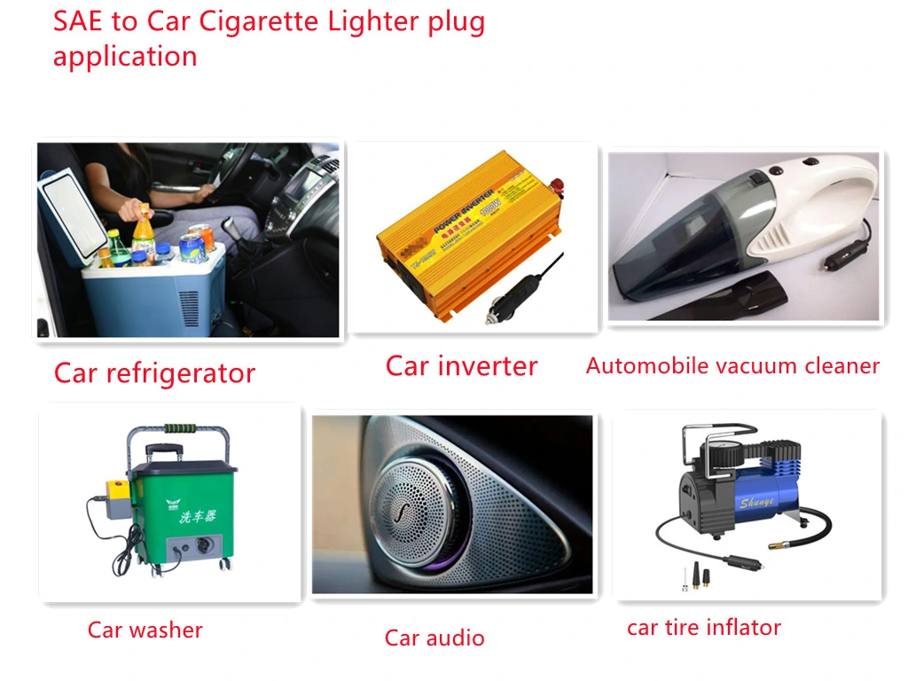 Automobile 12V Car Cigarette Lighter to SAE Extension Cable Plug 1m Electric Wires Auto Accessories