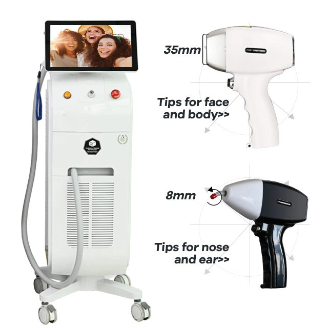 Máquina de remoção de pêlos a laser de qualidade superior Salon Beauty Device 755nm Equipamento de beleza para máquinas de remoção de pêlos com dispositivo de titânio para gelo 808nm 1064nm