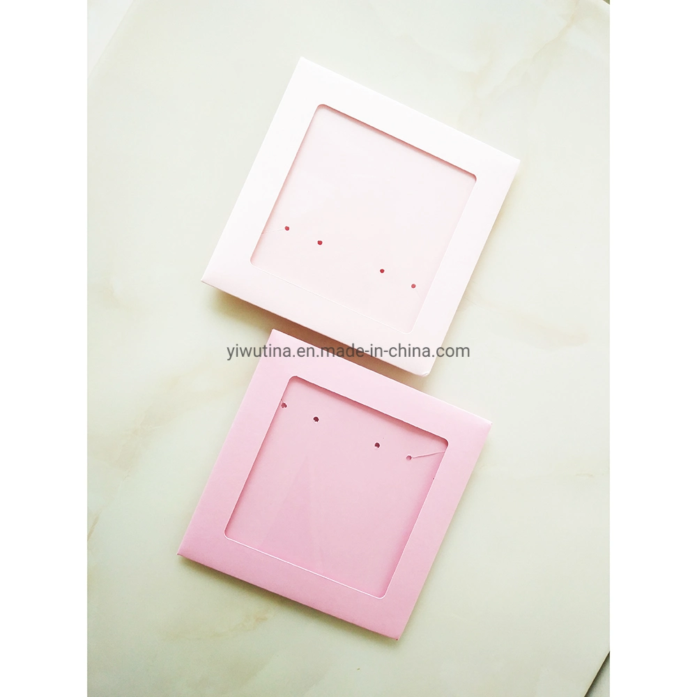 Jewelry Necklace Earring Pink Paper Fold Box with Transparent Window