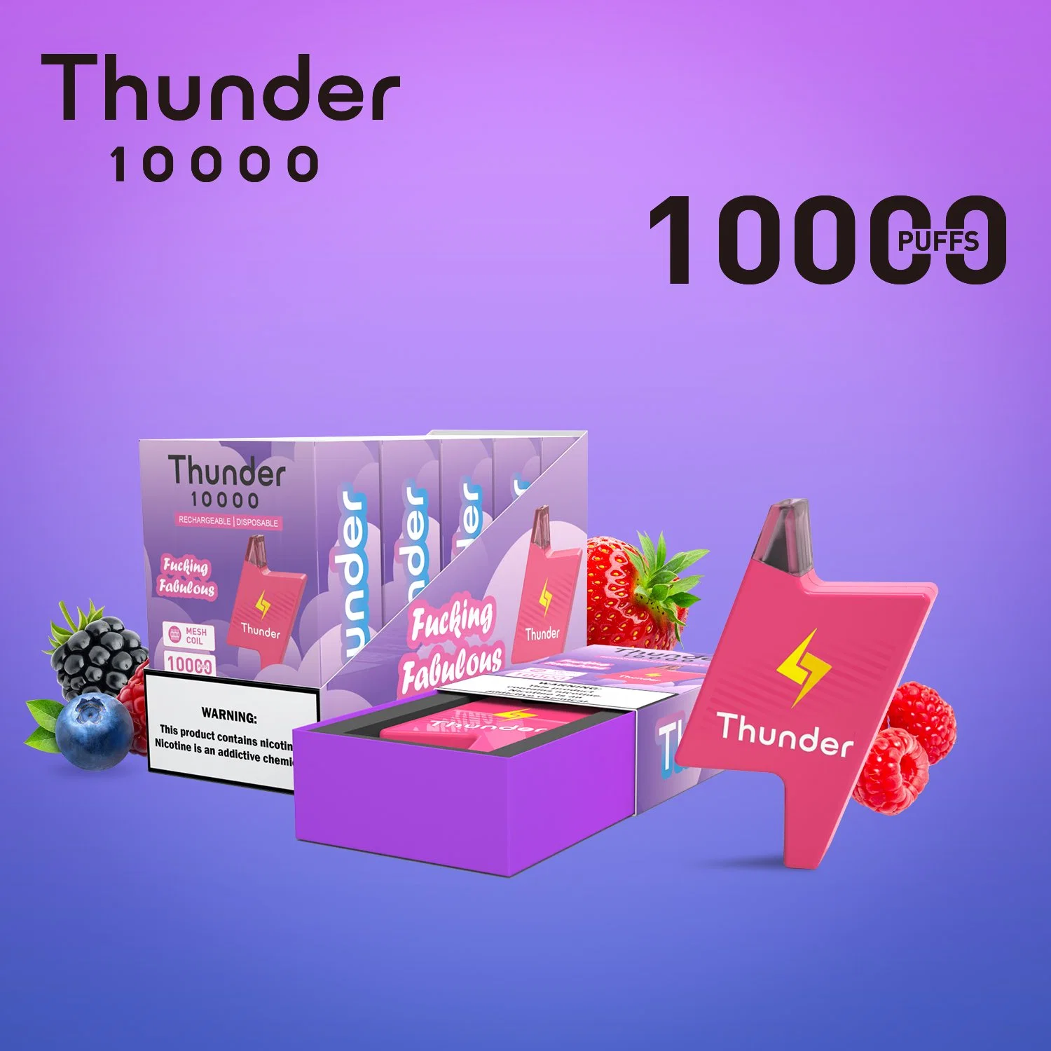 2023 Hot Vender 48 sabores clásicos con 18ml E-Liquid &amp; Tipo C recargable Fancy Flash LED luces desechables Ecig Randm Tornado 10000 Puffs