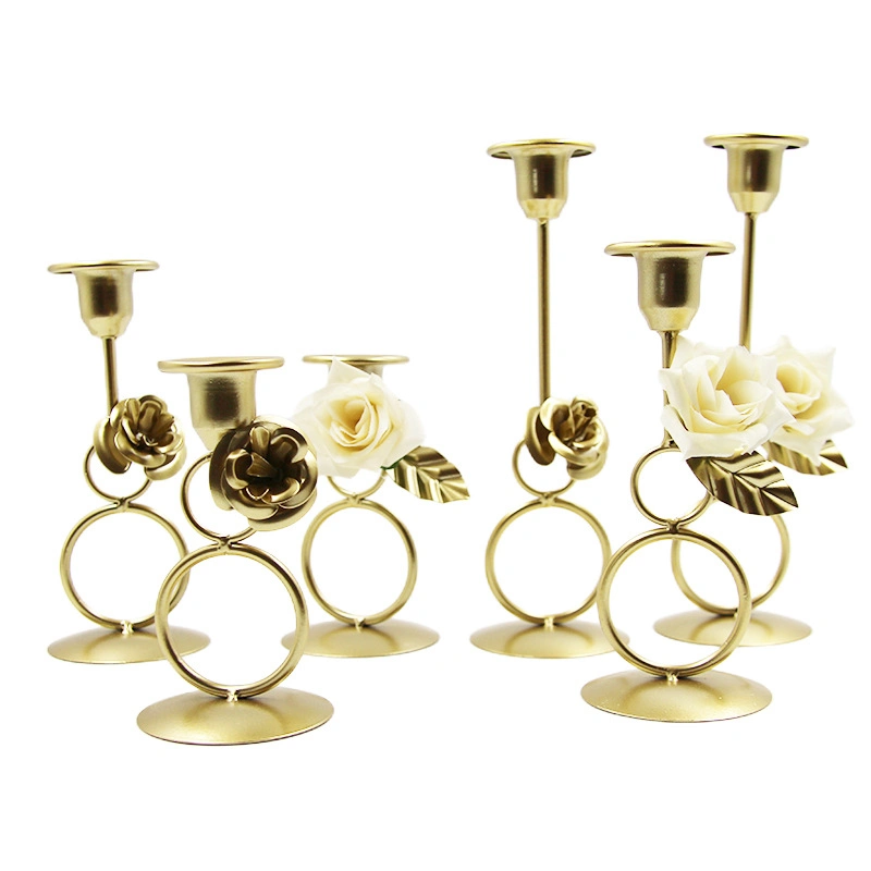 European Gold Romantic Ring Candle Holder