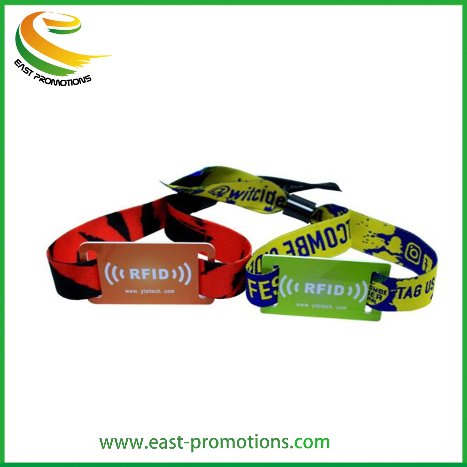 Pulsera de tejido desechable con tira de pulsera con PVC Etiqueta RFID para eventos