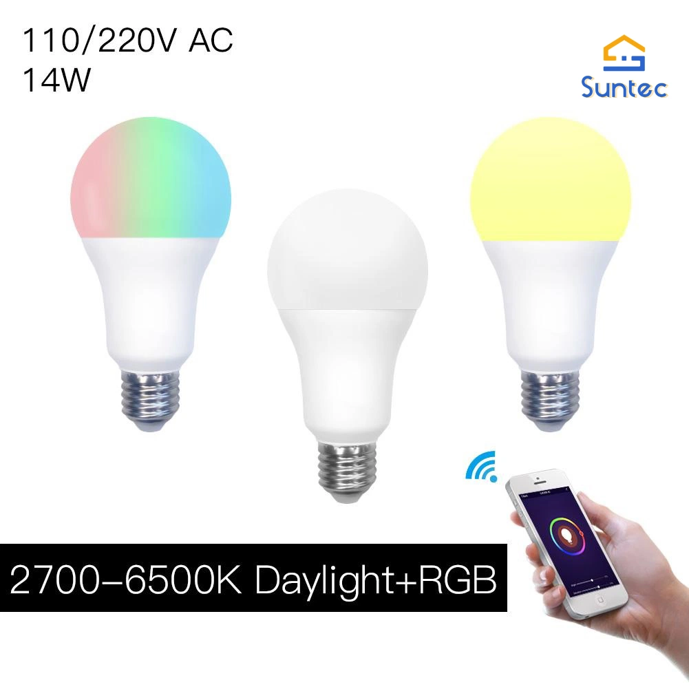Lâmpada LED de iluminação luz inteligente LED E27 lâmpada A. 14 W Google Home Alexa TMall Genie Voice Mobile Phone Tuya APLICAÇÃO