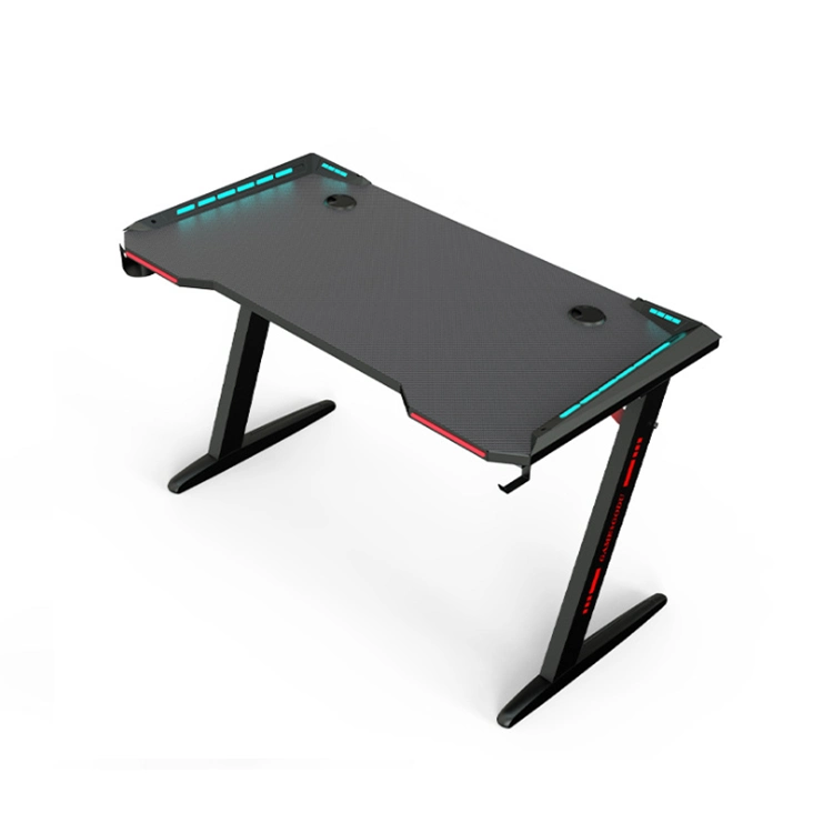 Professional OEM Customized Home Office Furniture Large 140cm 120cm 100cm Black PC Computer Gaming Table with LED Lights E-Sports RGB Racing Gaming Desk