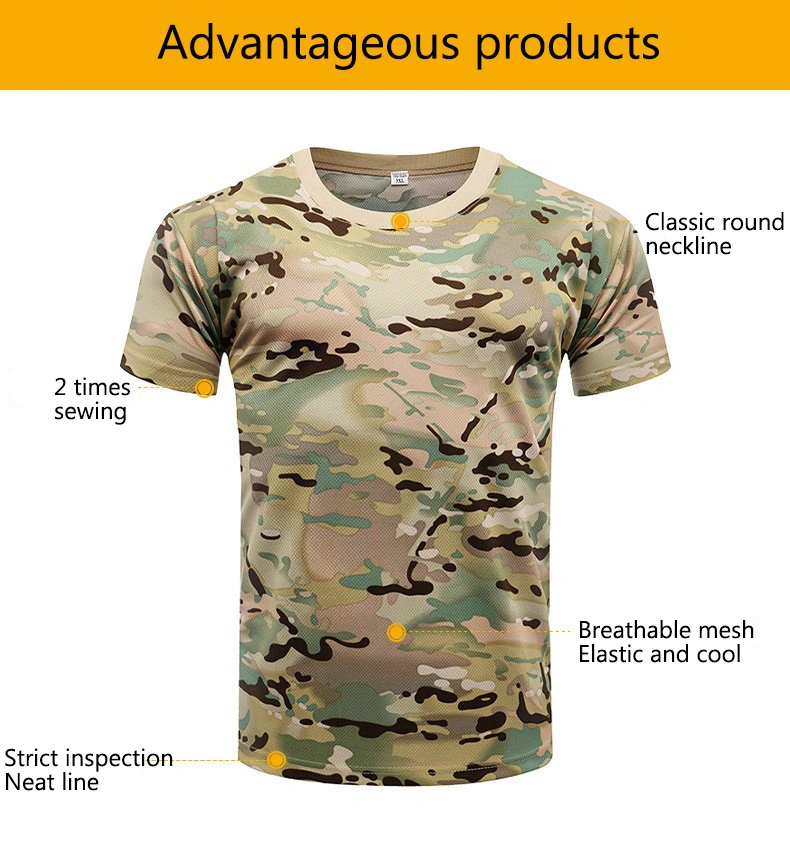 High quality/High cost performance  Customized Men Quick Dry T-Shirt Mil Style training Camouflage Cotton Clothes Men Combat Short Sleeve Tactical T Shirt