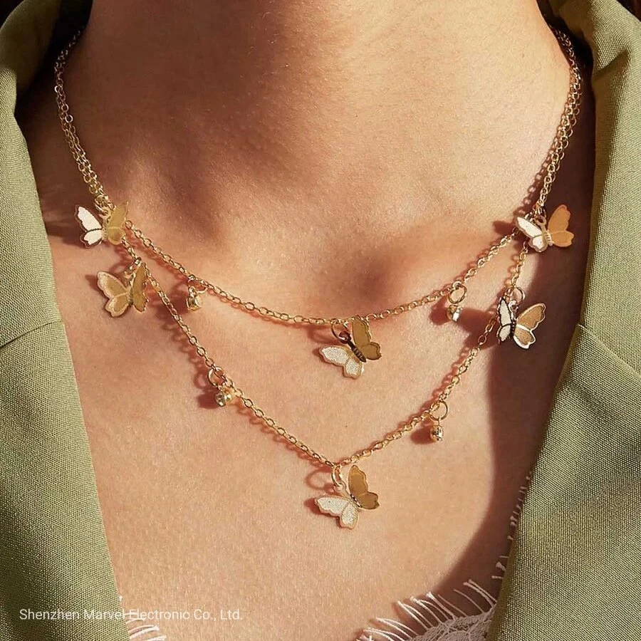 Collar de Mariposa multicapa Vintage Collar Accesorios de Moda mujeres regalo Joyas