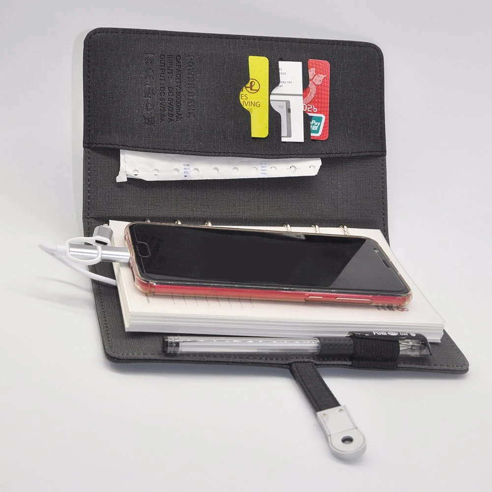 Custom Hochwertige Leder Notebook mit Powerbank