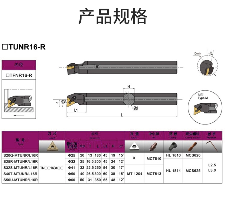 S20r-Mtunr16 Internal Lathe Turning Tools Holder Boring Bar