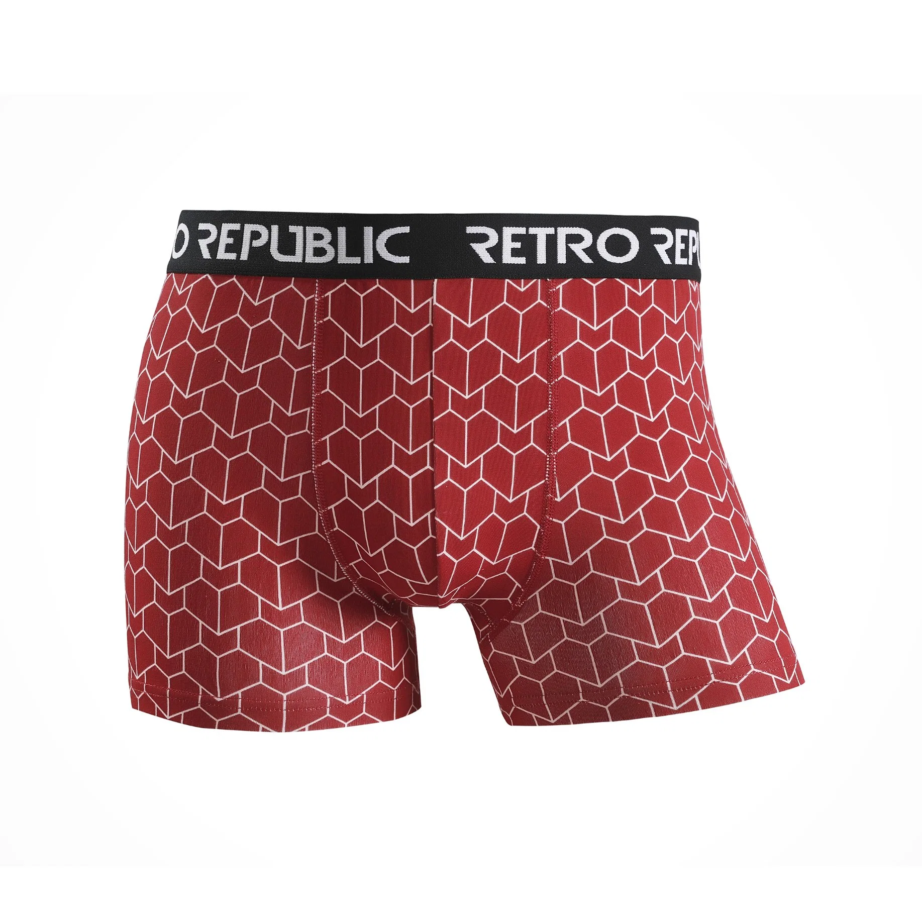 2023 Basic Organic Cotton Red Print Comfortable Breathable Wicking Men Boxer with High quality/High cost performance  Black Wide Logo Printed Elastic