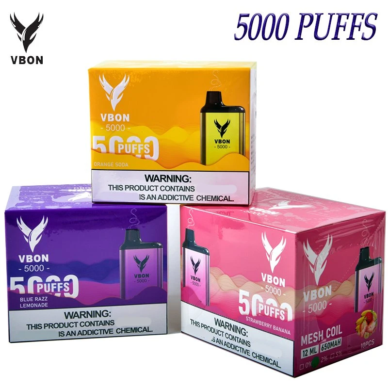 UE Vente à chaud Vbon Bar 5000 Puffs E-jucy Flavor20 disponible E-cigarette Vape