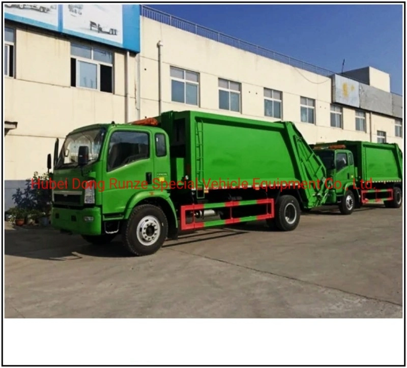 Right Hand Drive HOWO Hydraulic Compaction Garbage Trucks 6cbm Capacity, HOWO Refuse Compactor Special Vehicle