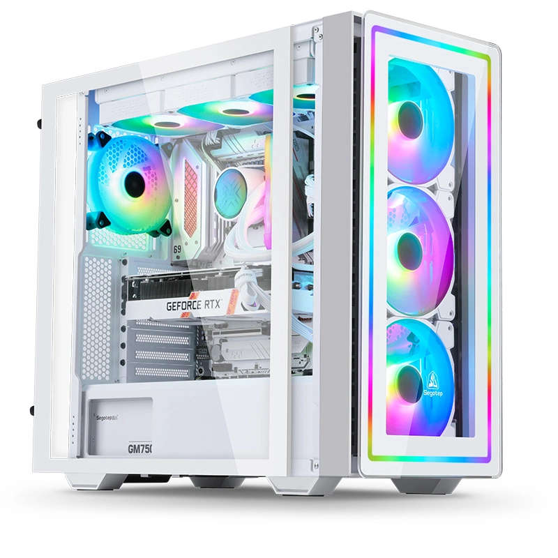 Segotep Gank 360-RGB Full-Tower eATX White Desktop Gaming-PC Fall