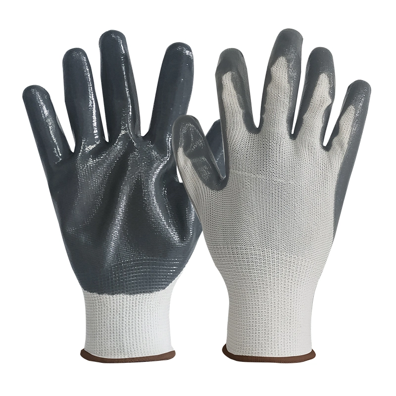 Hot Sales Nitrile Coated Coated Nylon Polyester Plam Working Gloves Safety Products