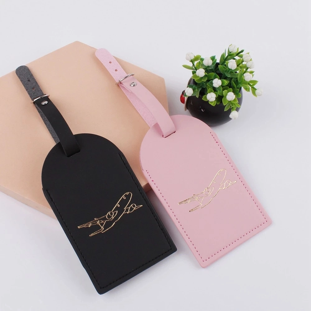 Fashionable PU Leather Luggage Tag for Women and Men - Stylish Suitcase ID Address Holder