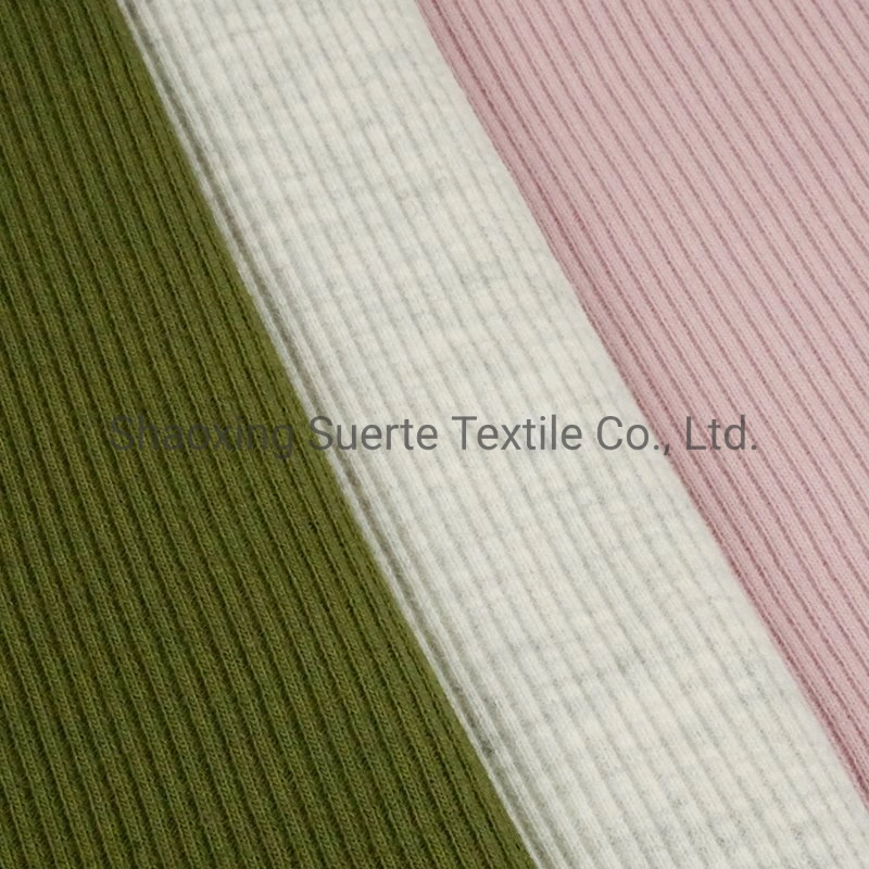 A Grade Quality Knit Tc Rib Fabric Cotton Polyester Spandex Fabric for Apparel