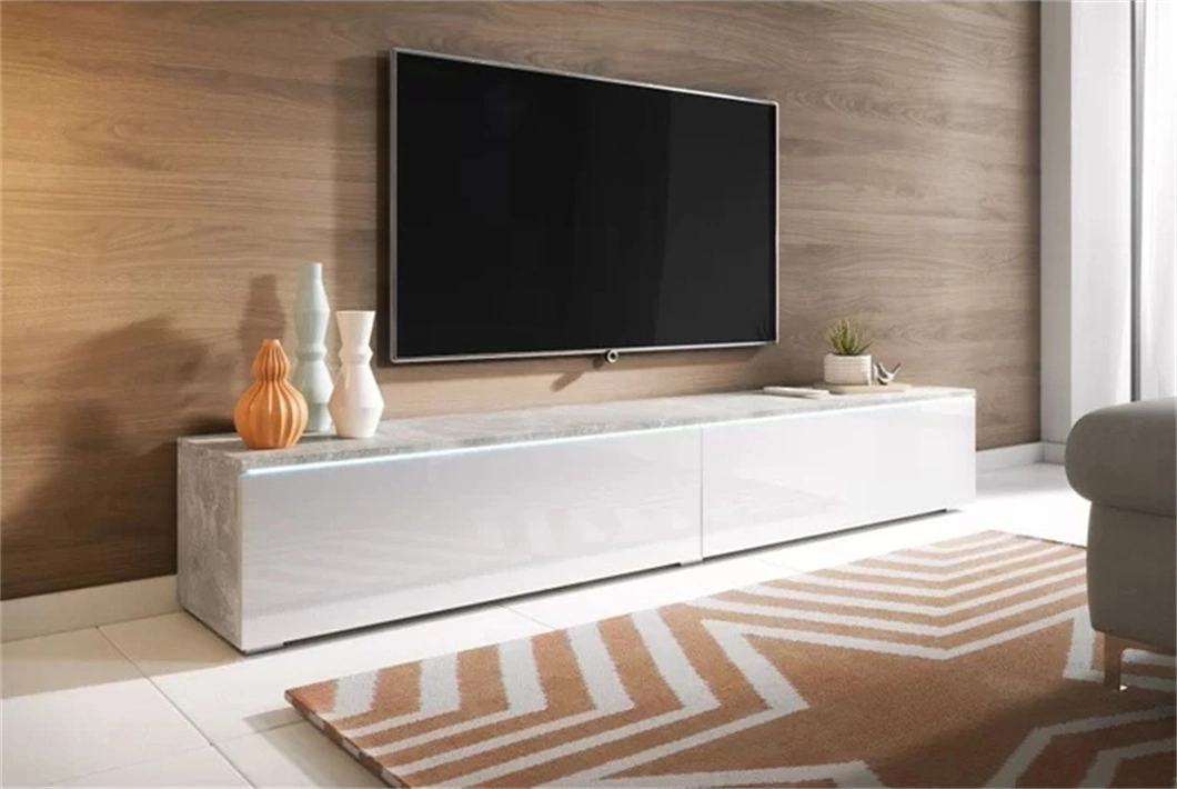 2022 Mueble de sala de estar de MDF con diseño de gabinete de TV montado en la pared y estante abierto (HF-TVS16)