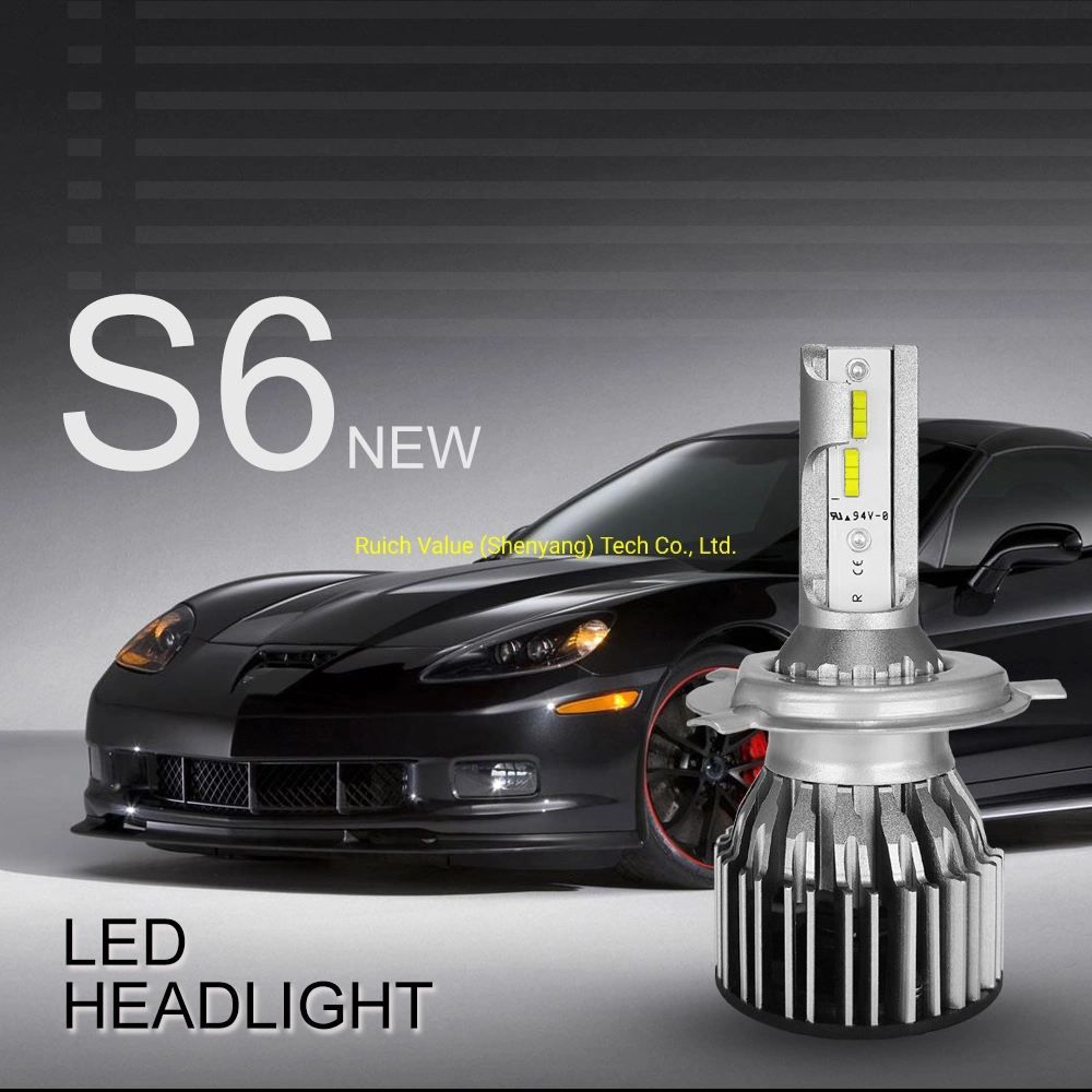 2PCS S6 H4 Auto Car LED Headlight Bulb/LED Headlighting Lamp with High Low Beam All in One