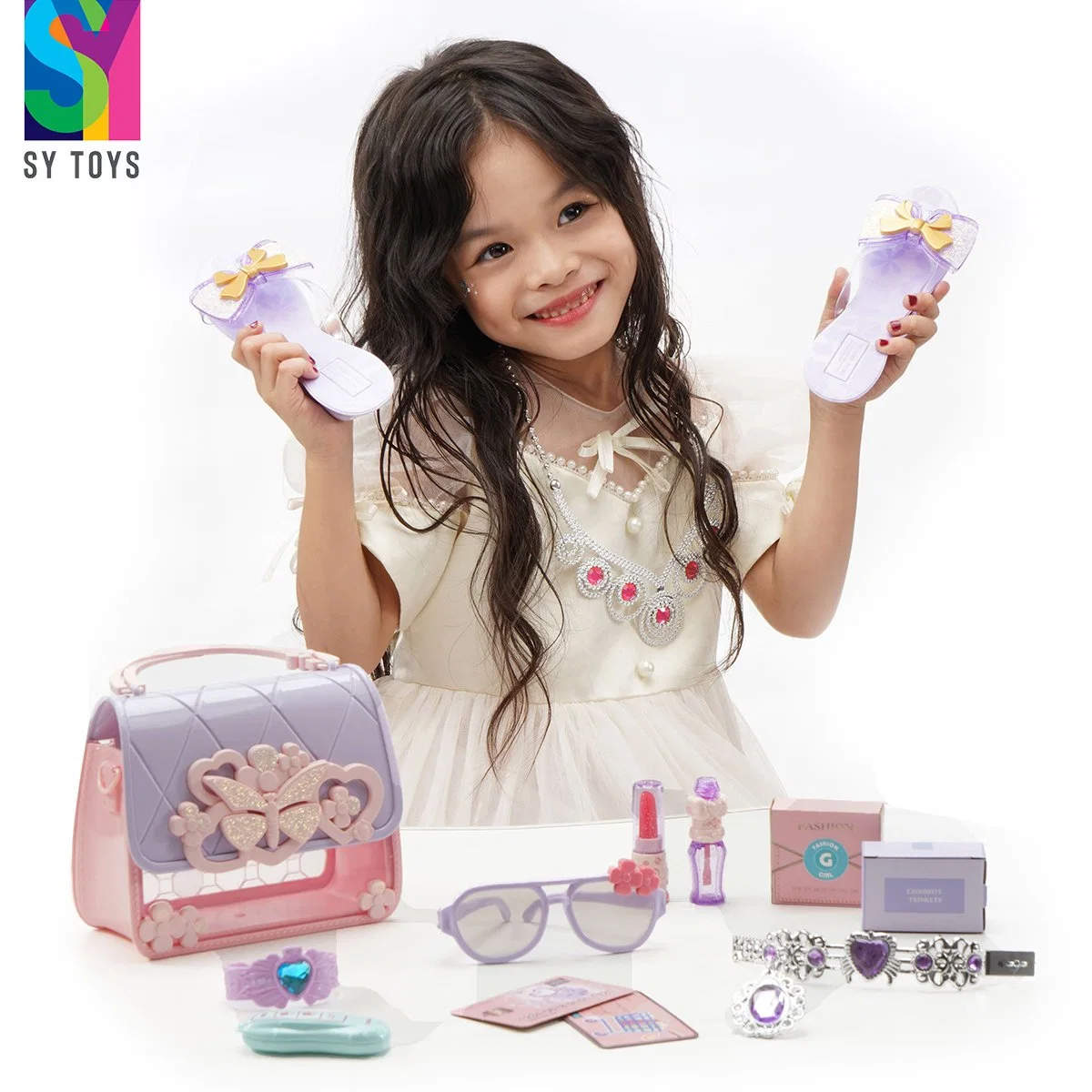 SY finja mi primer Purse Princess Set Moda elegante bolso Juego de simulación Belleza maquillaje Juguetes para niñas conjunto de belleza
