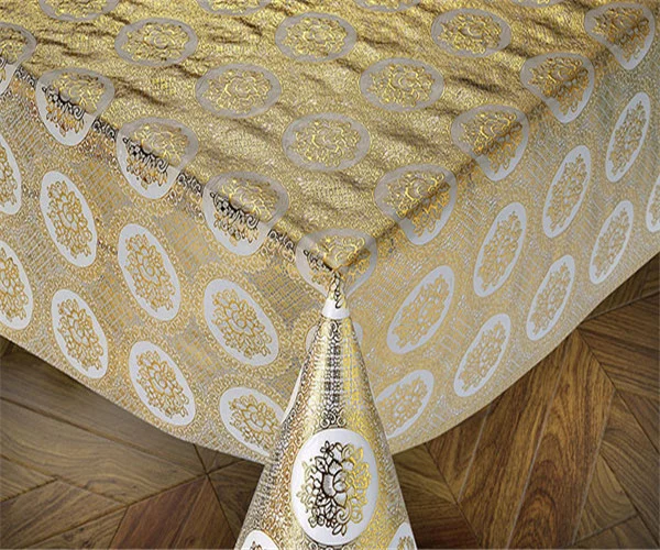 137 Cm Vinyl PVC Lace Crochet Tablecloth with Roll Gold/Silver Coated