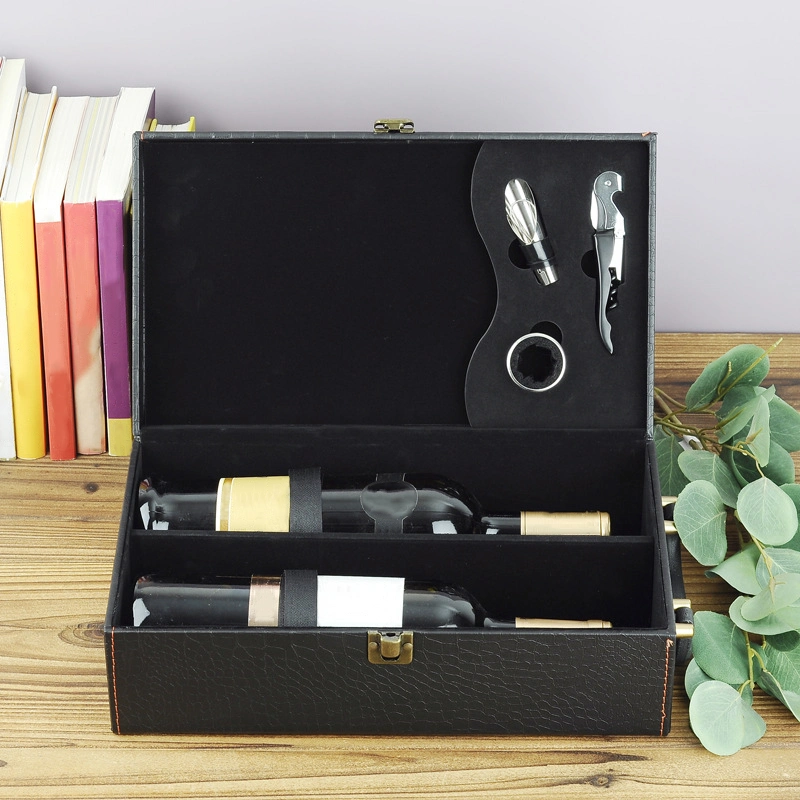 Embalagem de madeira logotipo personalizado Embalagem de madeira com óculos de champanhe Luxury Caixa de Madeira Gift Wine Spirit