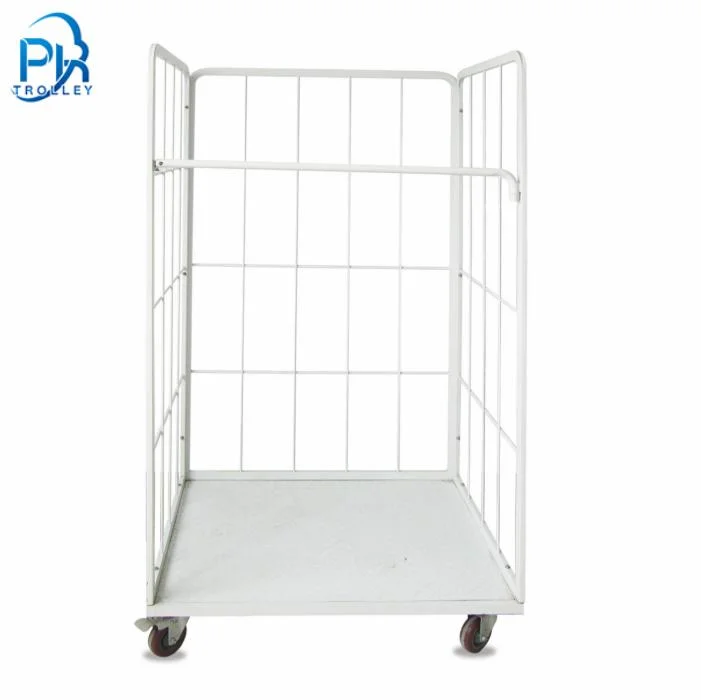 3 Sides Security Metal Wire Mesh Roll Container/Foldable Roll Cage