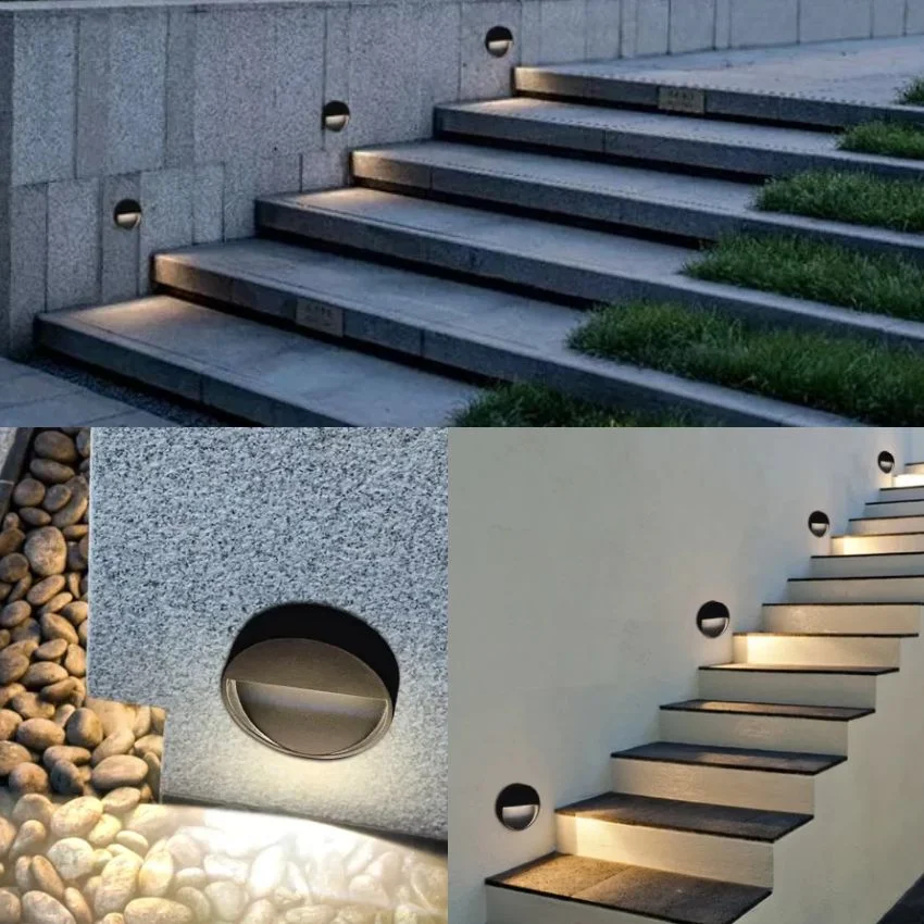 6W 12W LED Outdoor Modern Round Garden Lamp Wall and Stairs Light