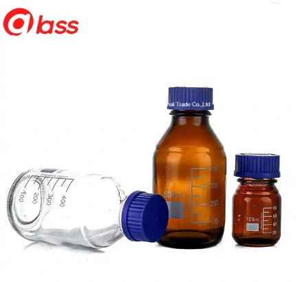 Laboratory Glassware High Borosilicate 3.3 Glass Reagent Bottle Media Bottle with Blue Screw Cap 100-20000ml