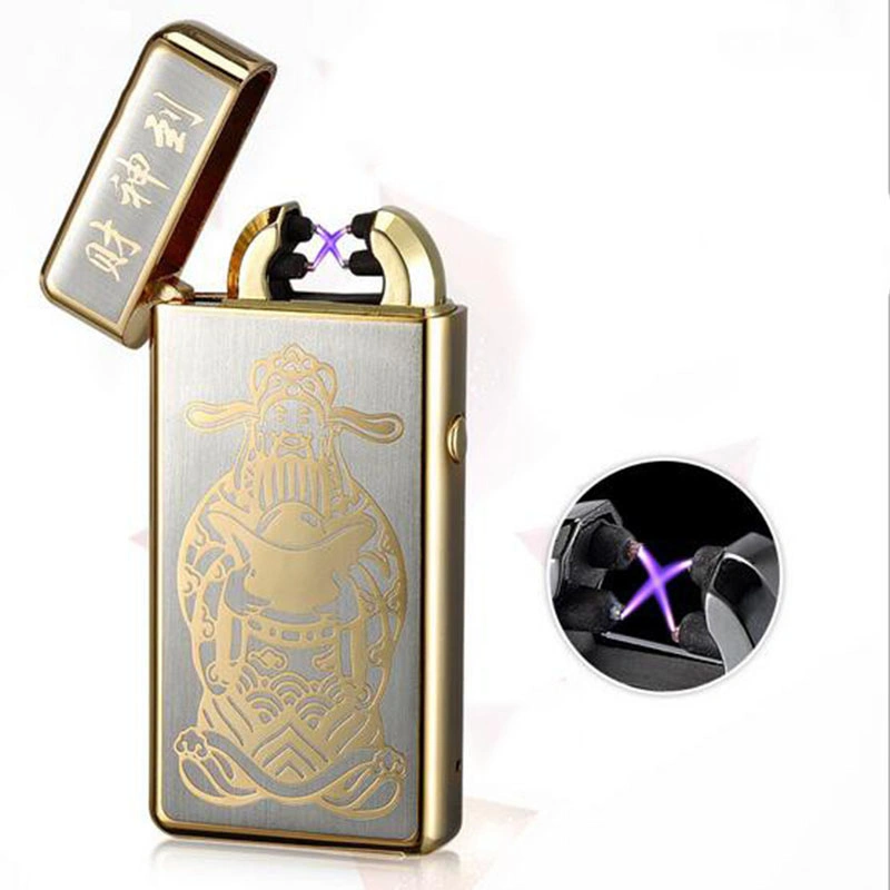 High Class Metal Electronic Rechargeable Lighter, Flameless Plasma Cigar Lighter, Double Arc USB Lighter for Men