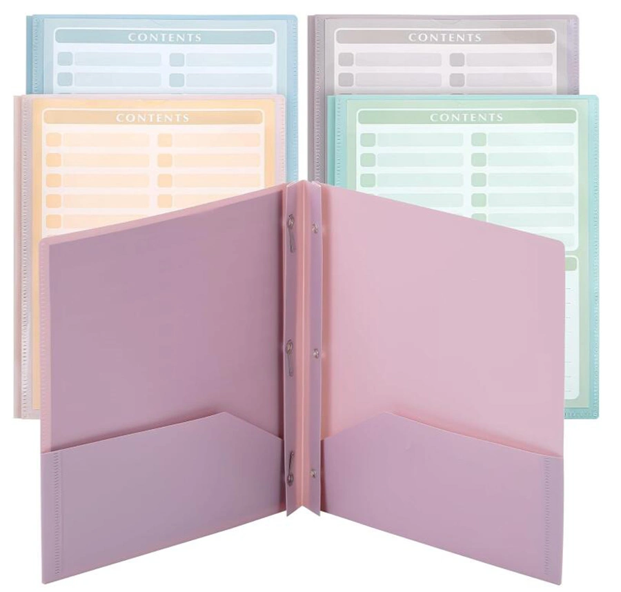 Plastic File Folders with Fasteners for Documents and Clear Front Pocket