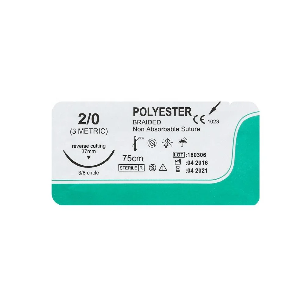 Suture chirurgicale en polyester tressé stérile non absorbable