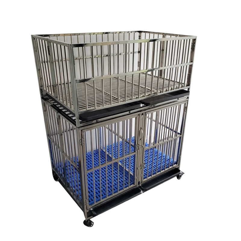 Venta caliente fuerte alambre de metal plegable Casa Suelo jaula de perro Duraderos Metal Collapsible Cages para perro con mango y cerradura