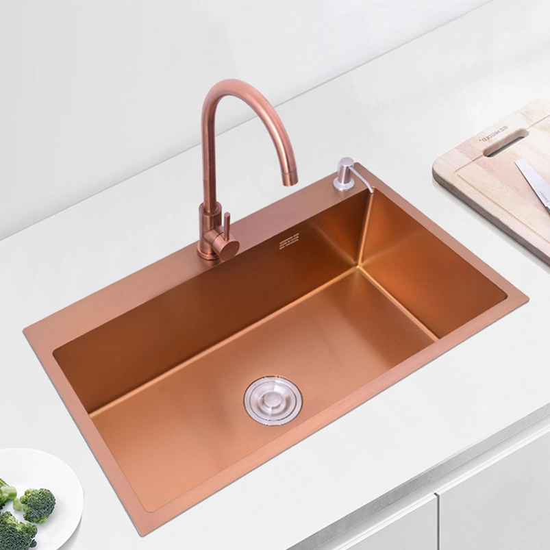 304 Stainless Steel Sink Undermount Single-Bowl Basin Rose Gold Nano Handmade Kitchen Vegetable Basin Thickened and Reinforced