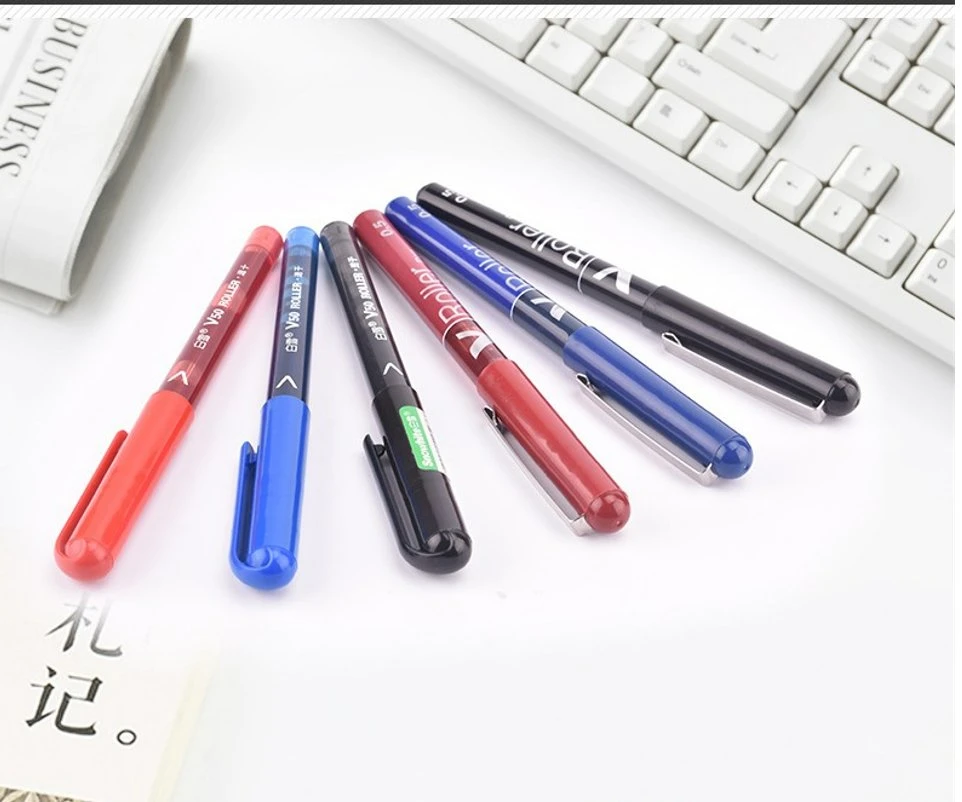 School Supplies Snowhite Plastic Roller Ball Stick Pen, Liquid Ink, Red Ink, Extra Fine, Dozen