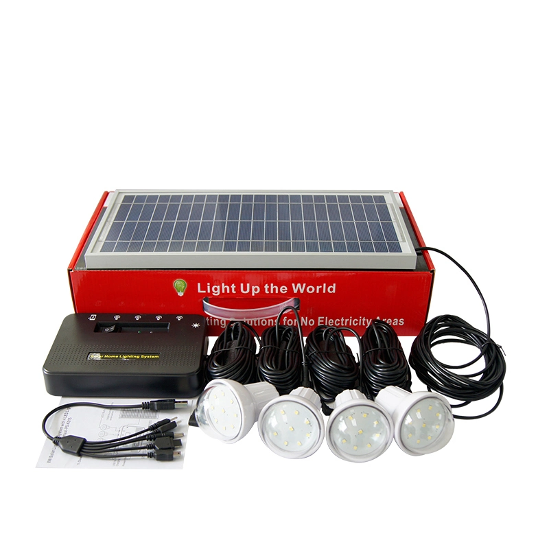 Emergency Lighting, Continuous Charg,Solar Energy Power System Home LED Lighting Kit to Light 4 Rooms with Mini Solar Panel System and USB Mobile Phone Charging