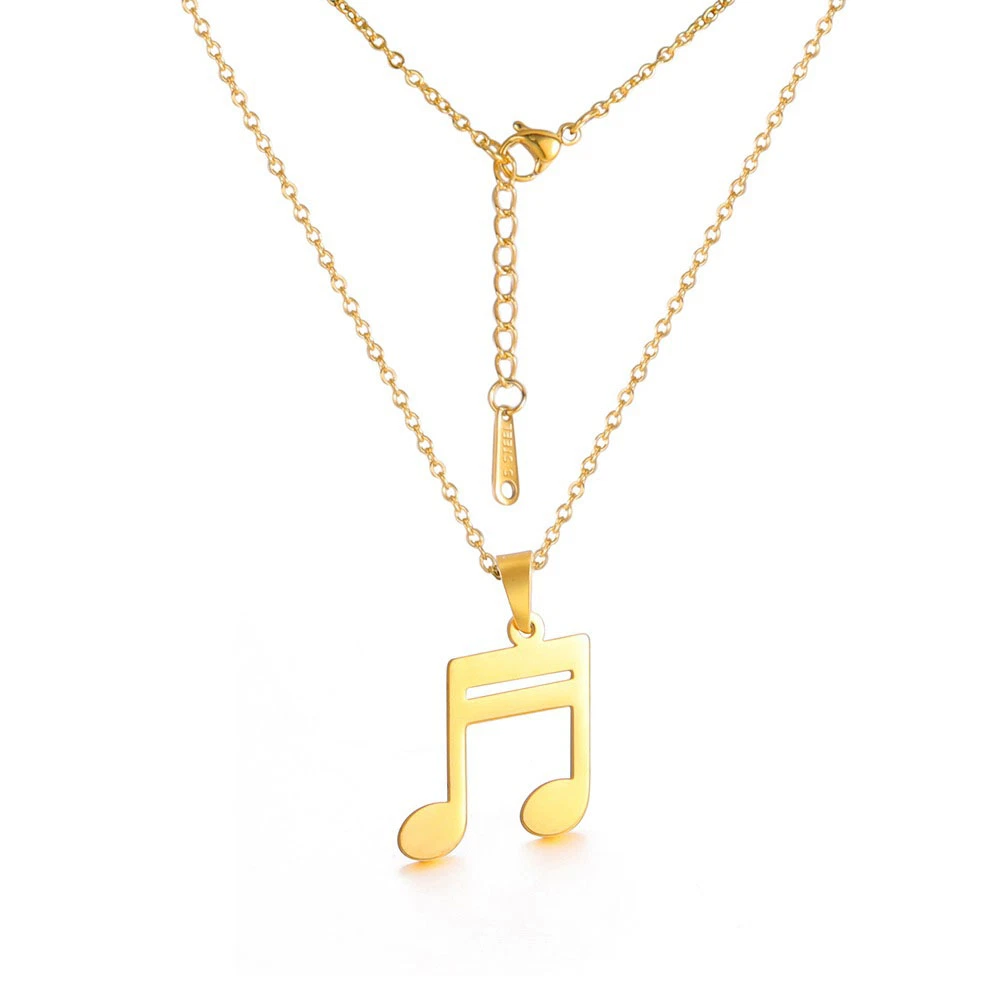 Women's Musical Note Necklace Stainless Steel 18K Gold Plated Music Note Jewelry Gifts for Women Music Note Pendant Necklace