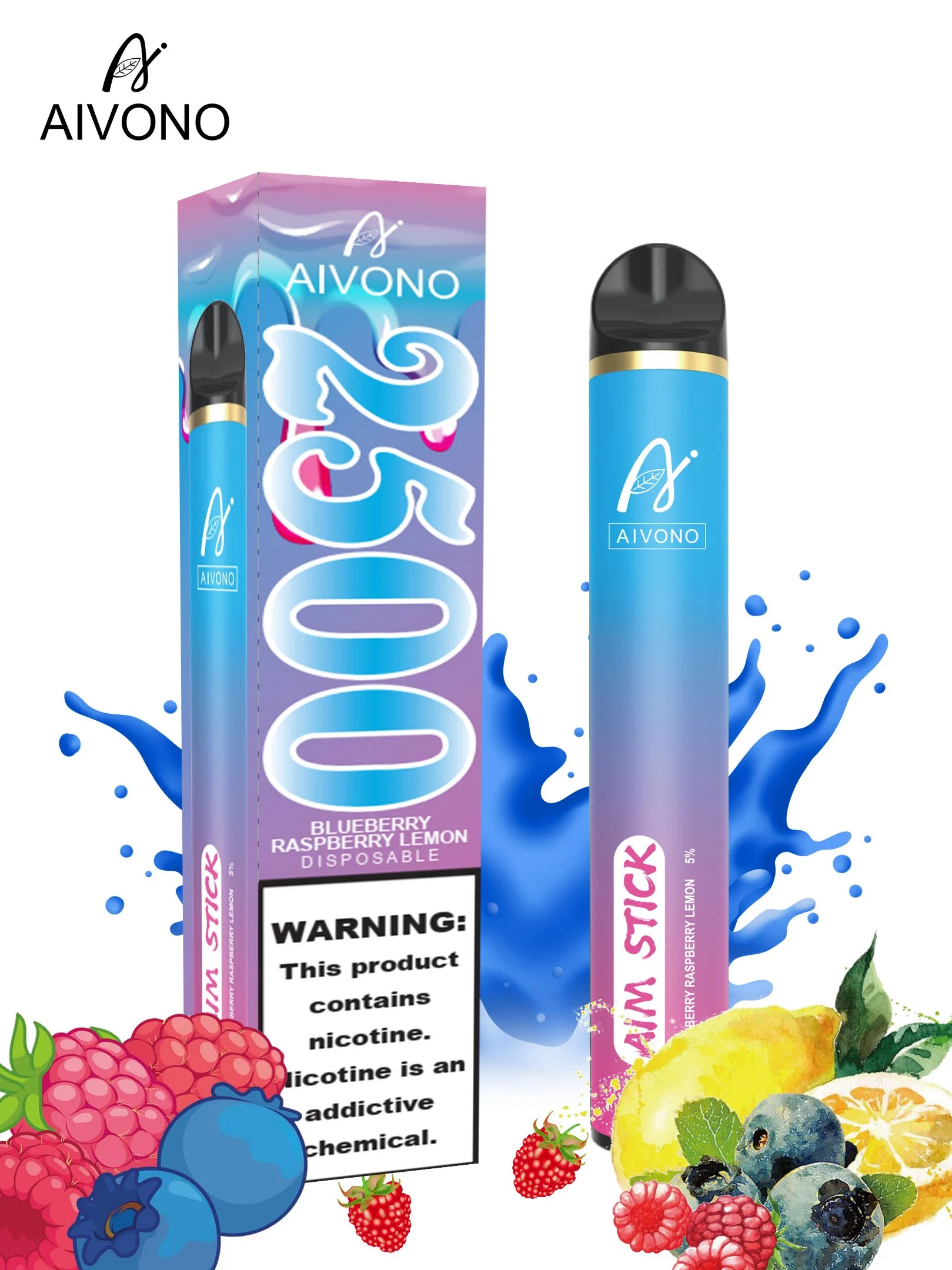 Caneta Vape descartáveis Aivono Objectivo Cigarro Eletrônico Stick 2500baforadas 16Fonte de sabores Estilo Clássico