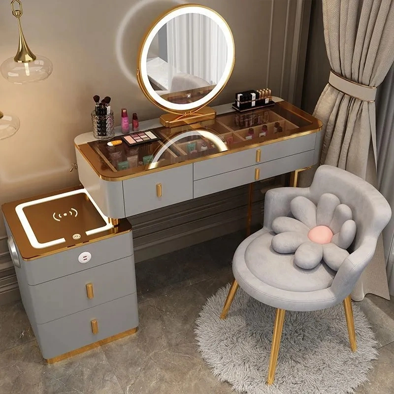 Nova Modern Hotel Smart Furniture Chambre à coucher meuble Maquilleuse Coiffeuse Multifunctional Commode à table en bois avec miroir