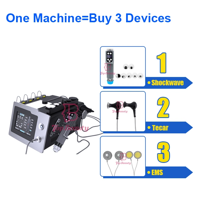 3 في 1 المعدات Extracoreal Shock Wave Therapy EMS Tecar تخفيف آلام المرقطي