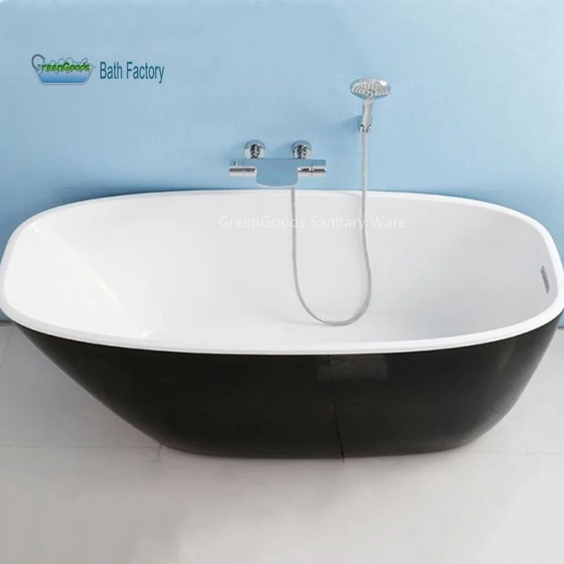 CE meistverkaufte moderne Art große Badezimmer Dusche Badewanne Freistehende Badewanne aus schwarzem Acryl für zwei Personen