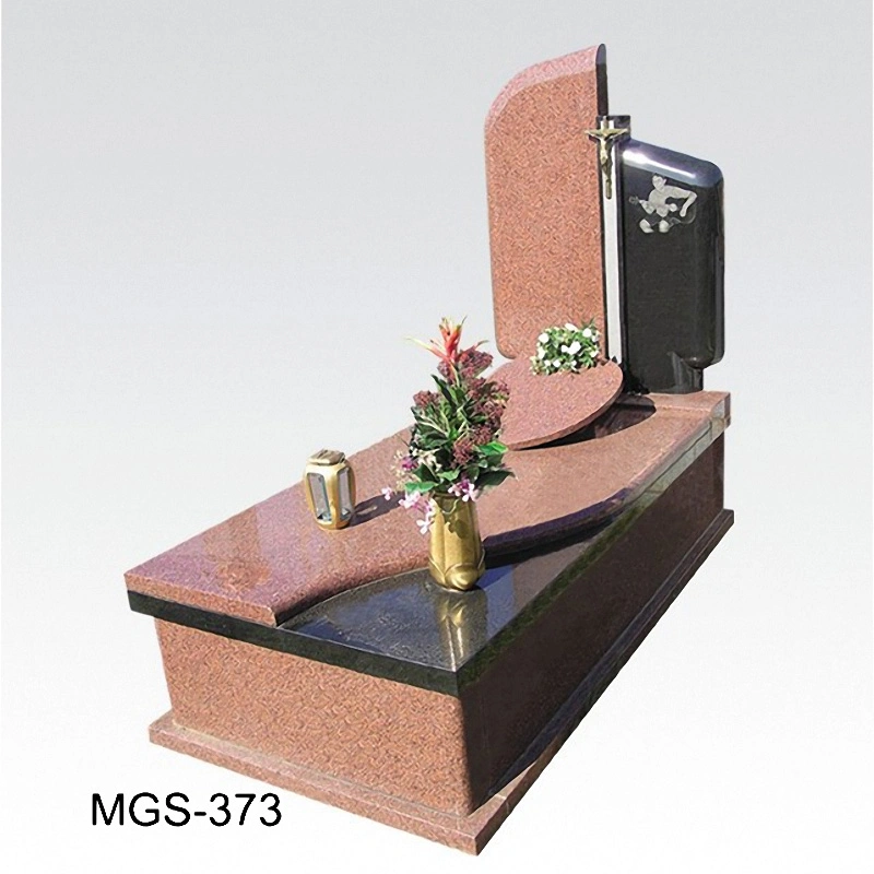 Red Black Polished Granite Monument Headstone Tombstone for Cemetery