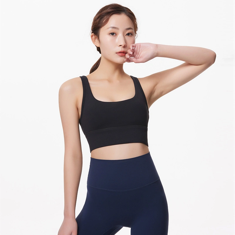 Spring New Yoga Brassière sans manches fronces sous-vêtements de sport réglables pour Femme Vêtements de fitness Nude large