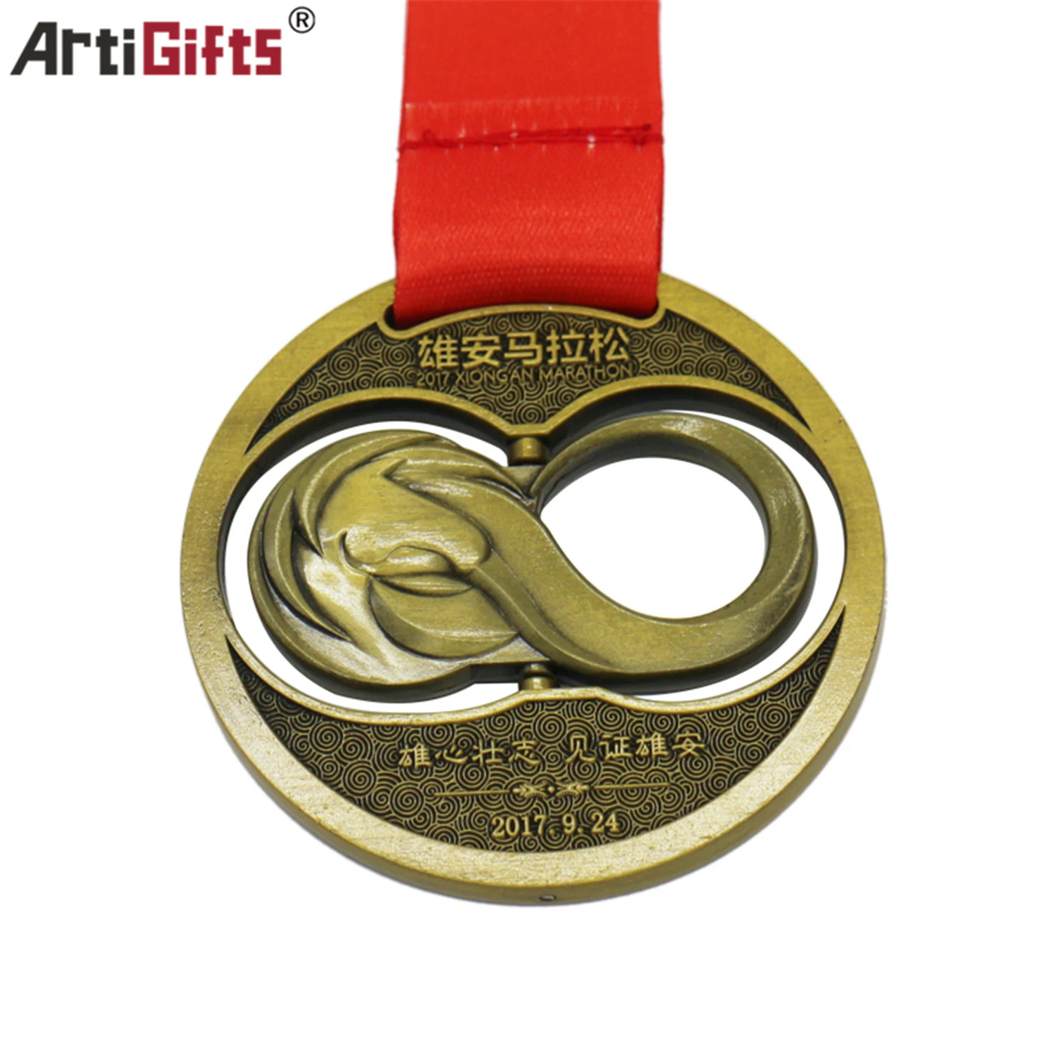 High quality/High cost performance  Nickel Custom Award Medal with Ribbon